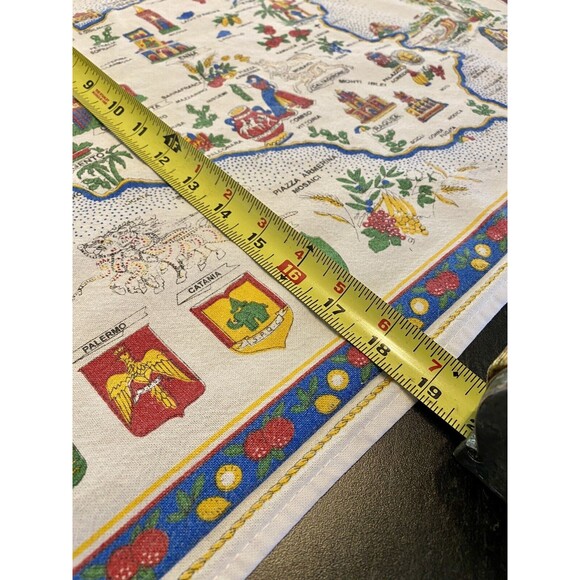 EUC Vintage SICILIA Cotton Tea Towel Dish Kitchen Map Italy Landmarks 32"x19" - Picture 6 of 7